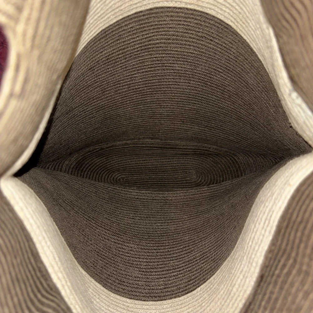 Ann Taylor‎ LOFT Woven Crochet Hobo Bucket Bag Tote Neutral Stripe Shoulder Bag
